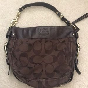 Medium coach cloth and leather purse